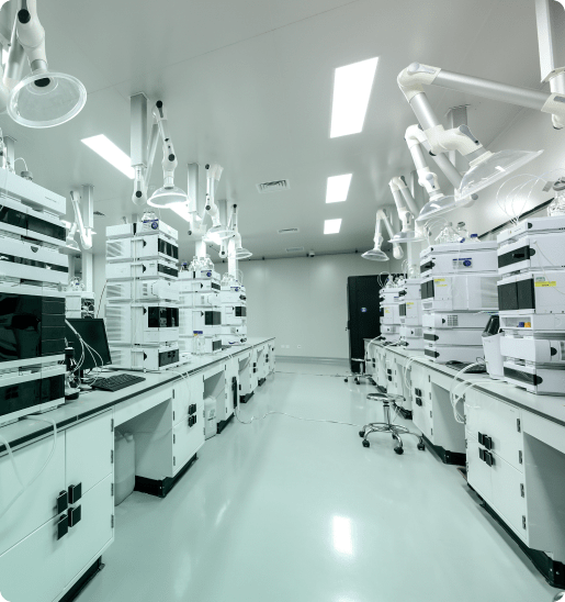 Spacious, modern laboratory filled with advanced scientific equipment.