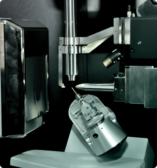 Close-up view of advanced X-Ray Diffraction (XRD) equipment used for precise scientific measurements.