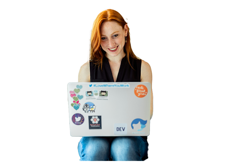 A developer on her computer working with ZONTAL.