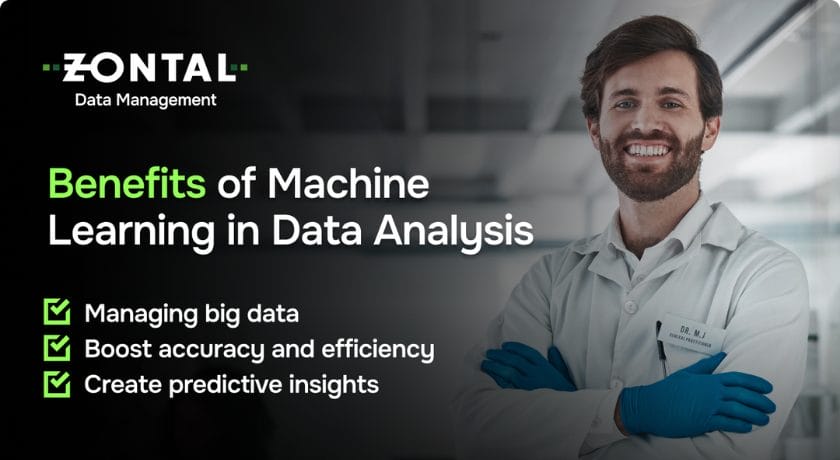 An infographic highlighting the benefits of machine learning in data analysis