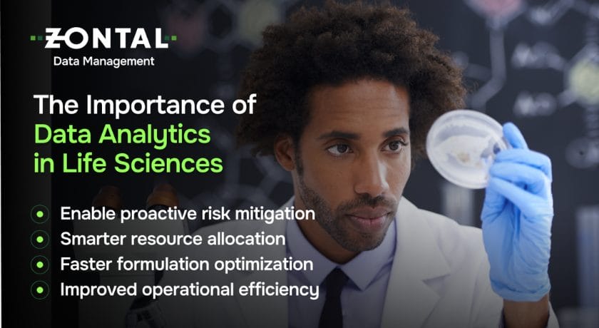 An infographic highlighting the importance of data analytics in life sciences