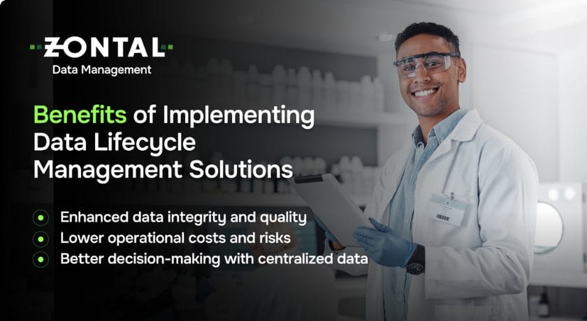 An infographic highlighting the benefits of data lifecycle management solutions