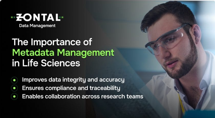 An infographic highlighting the importance of metadata management in life sciences